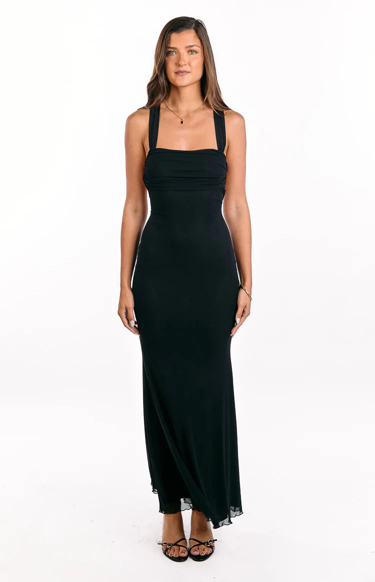 Amberley Black Mesh Formal Maxi Dress - US 4 | Beginning Boutique Exclusive Amberley Black Mesh Formal Maxi Dress - US 4 | Beginning Boutique Exclusive