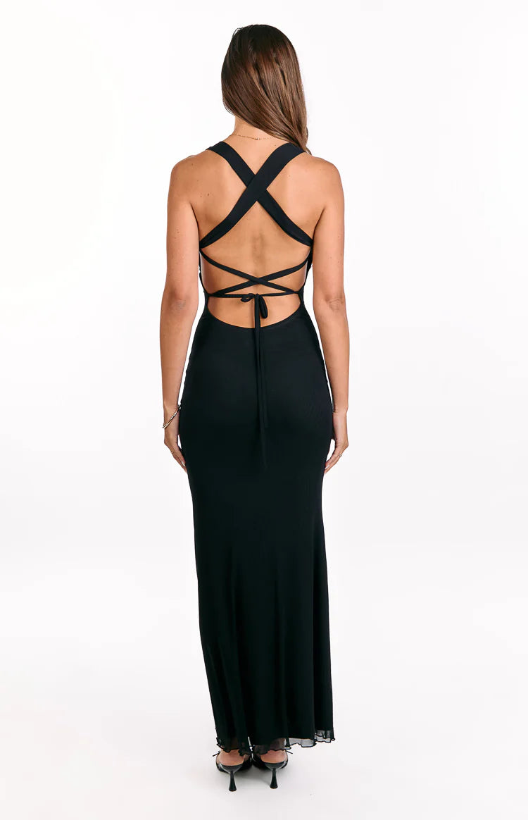 beginning boutique mesh dress Beverley Cream Mesh Maxi Dress