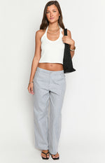 Amity Navy Stripe Mid Rise Straight Leg Jeans Image