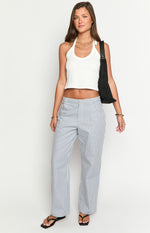 Amity Navy Stripe Mid Rise Straight Leg Jeans Image