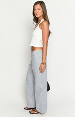 Amity Navy Stripe Mid Rise Straight Leg Jeans Image