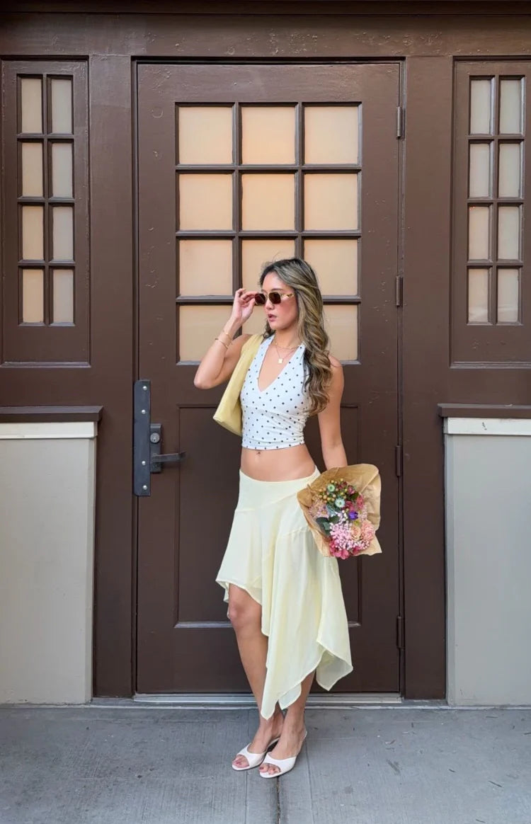 Amora White Polka Dot Crop Top | Beginning Boutique US