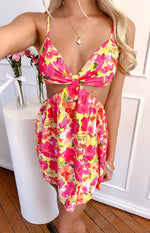 Amorgos Yellow Floral Pop Mini Dress Image