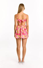 Amorgos Yellow Floral Pop Mini Dress