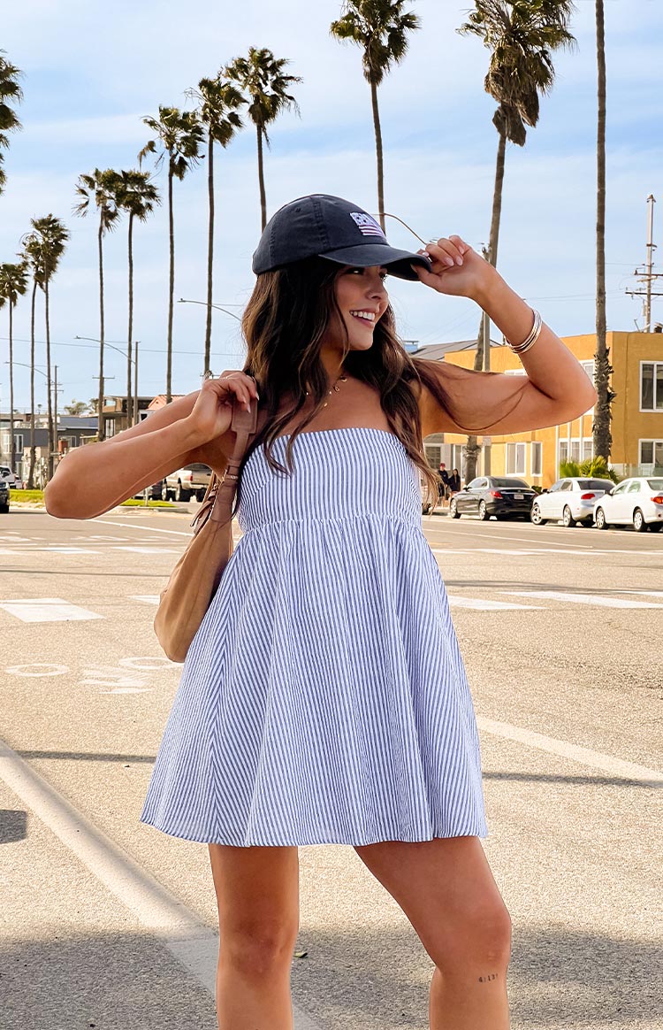 Anderson Blue Stripe Strapless Mini Dress - 4 | Beginning Boutique Exclusive Anderson Blue Stripe Strapless Mini Dress - 4 | Beginning Boutique Exclusive