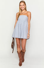 Anderson Blue Stripe Strapless Mini Dress Image