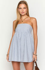 Anderson Blue Stripe Strapless Mini Dress Image