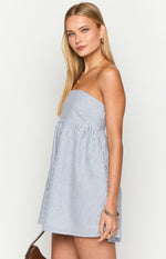 Anderson Blue Stripe Strapless Mini Dress Image