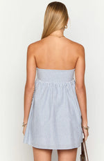 Anderson Blue Stripe Strapless Mini Dress