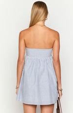 Anderson Blue Stripe Strapless Mini Dress Image