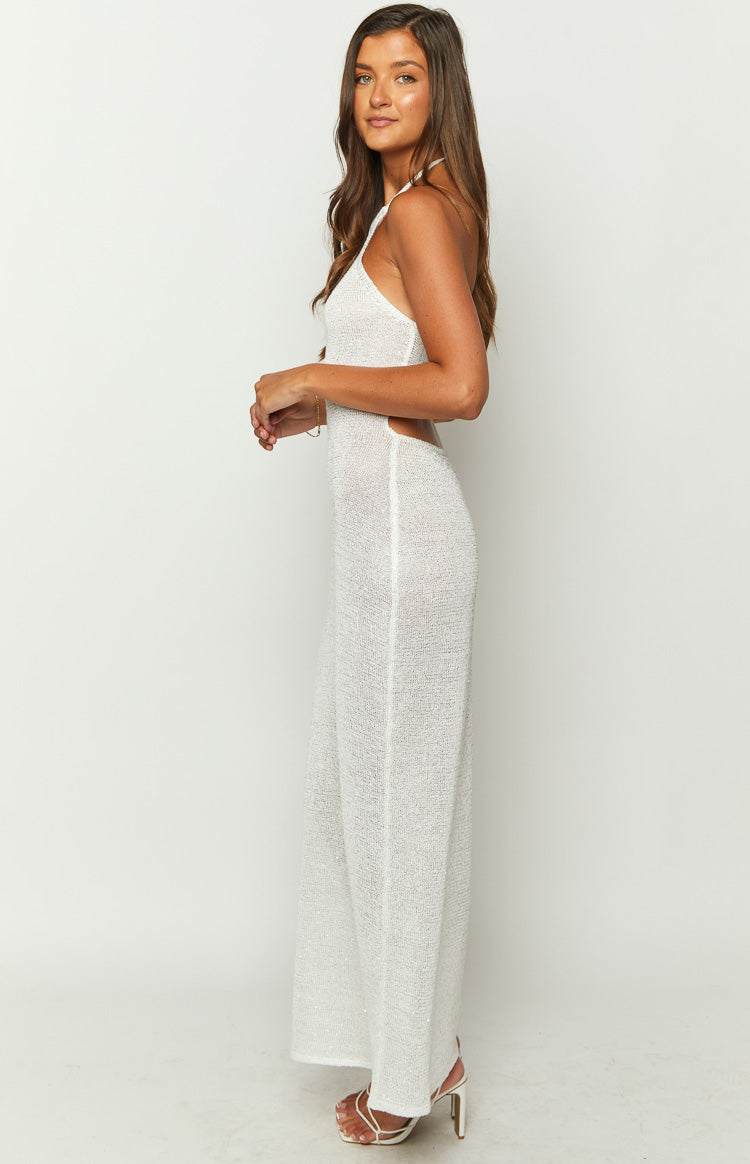 Andraya White Sequin Knit Maxi Dress Image