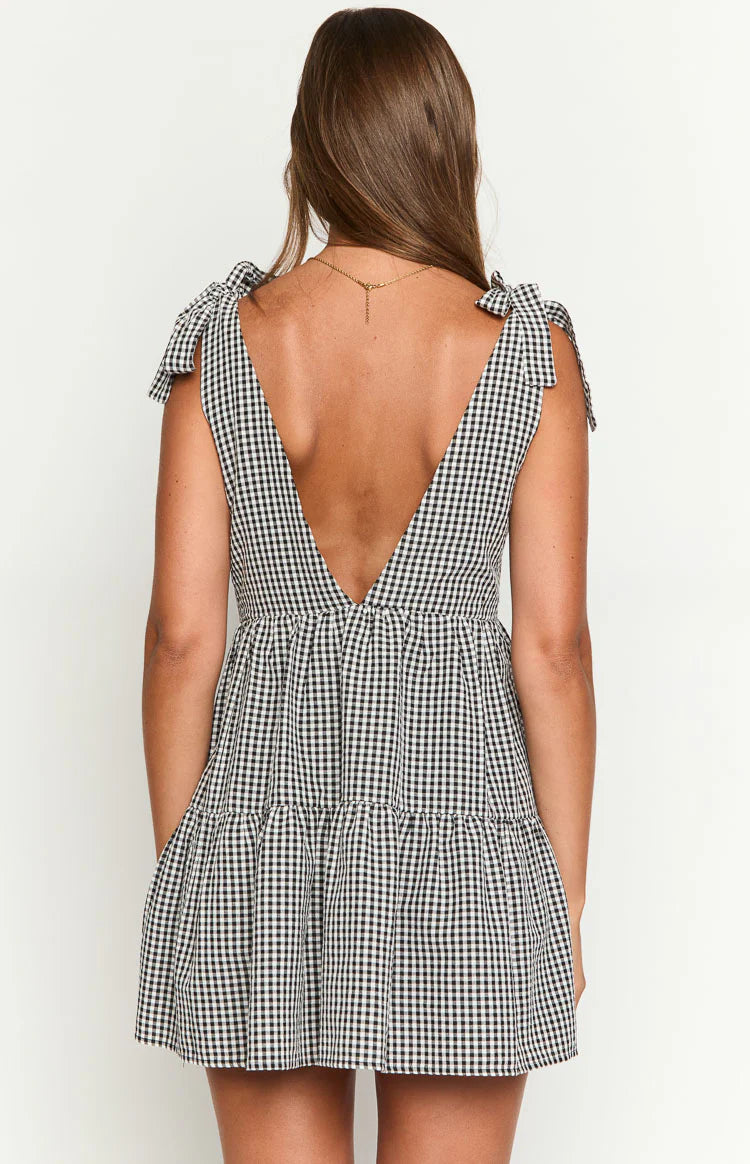 Angel Girl Black Gingham Mini Dress - US 8 Angel Girl Black Gingham Mini Dress - US 8