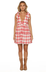 Angel Girl Red Plaid Print Mini Dress Image