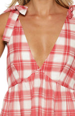 Angel Girl Red Plaid Print Mini Dress Image