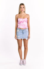 Angela Pink Floral Print Top Image