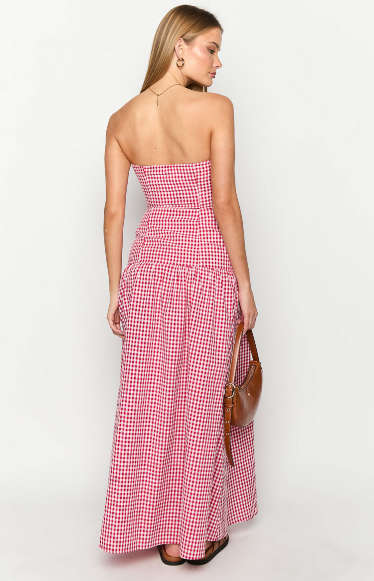Angela Red Gingham Maxi Dress - 8 | Beginning Boutique Exclusive Angela Red Gingham Maxi Dress - 8 | Beginning Boutique Exclusive