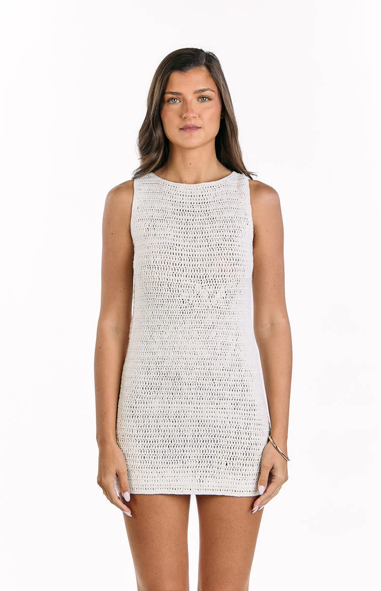 beginning boutique crochet dress Annalee Cream Crochet Mini Dress - US 6