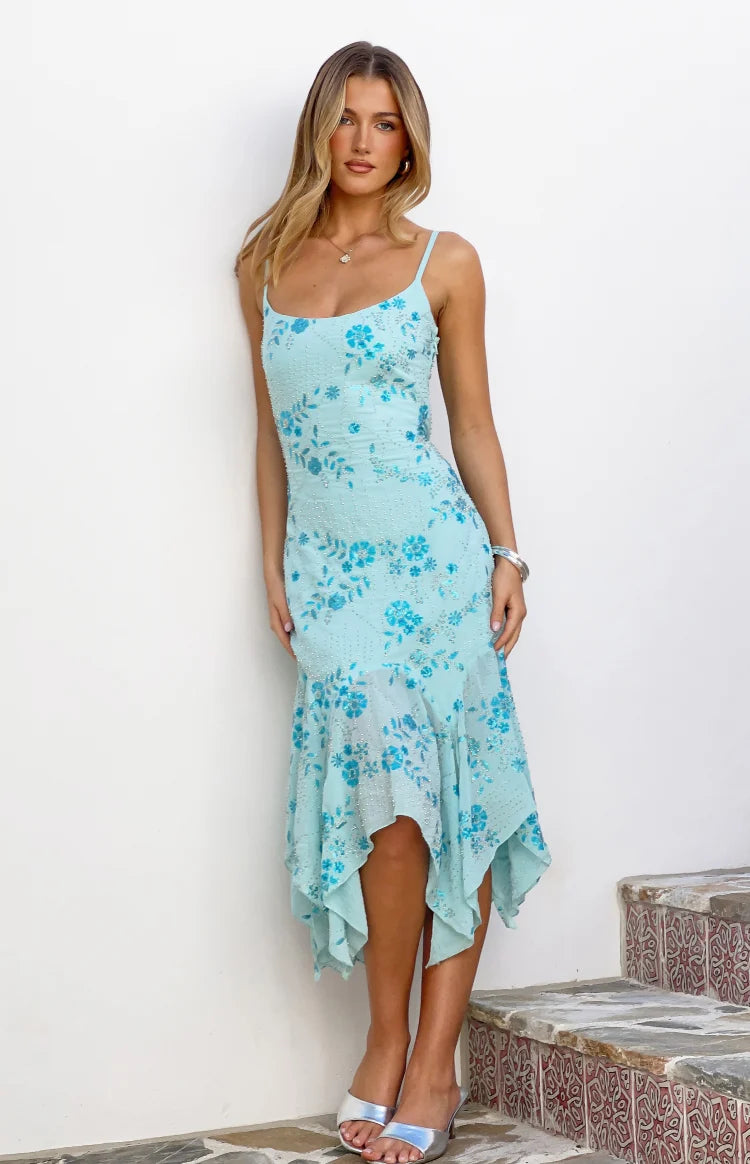 Another World Blue Sequin Midi Dress