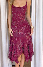 Another World Plum Sequin Midi Dress