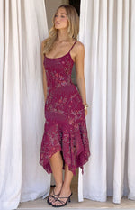 Another World Plum Sequin Midi Dress