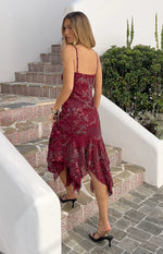 Another World Plum Sequin Midi Dress