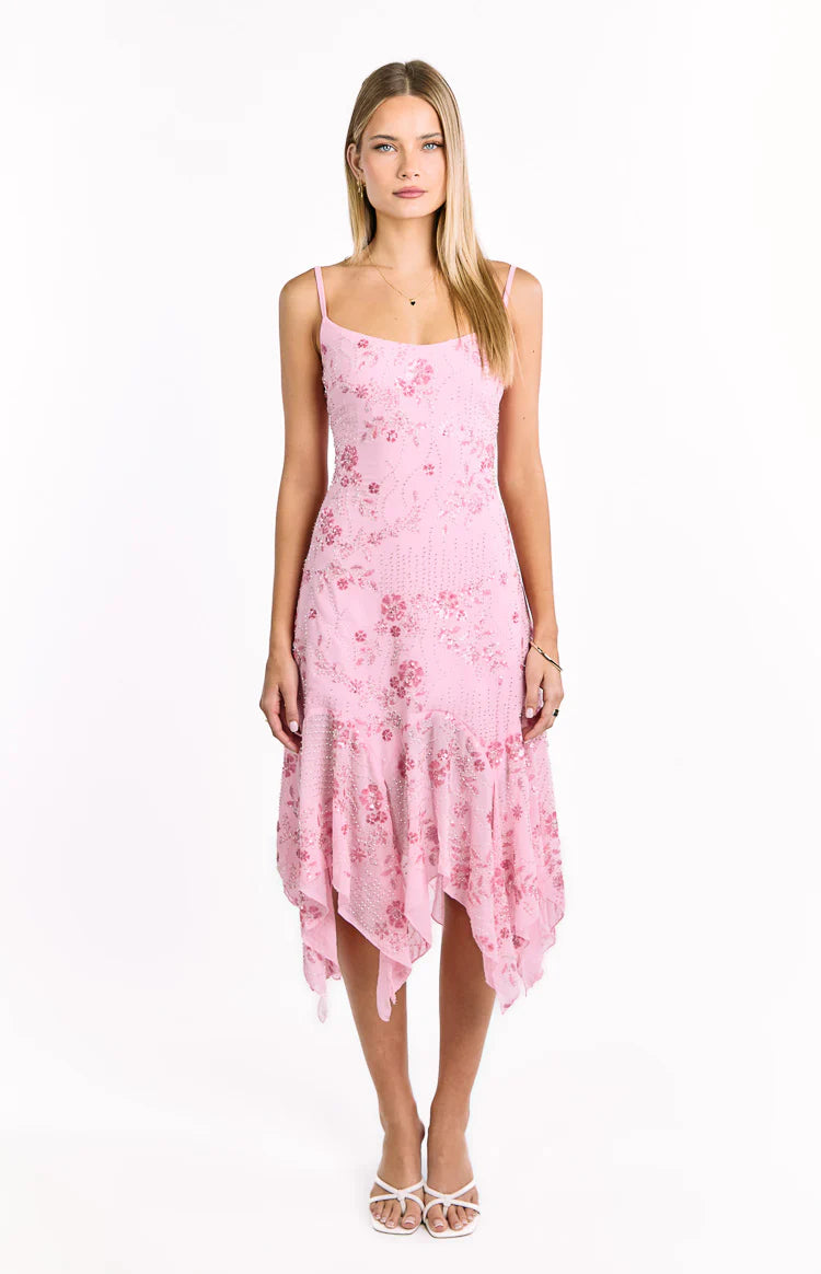 Another World Pink Sequin Midi Dress - US 8 | Beginning Boutique Exclusive Another World Pink Sequin Midi Dress - US 8 | Beginning Boutique Exclusive