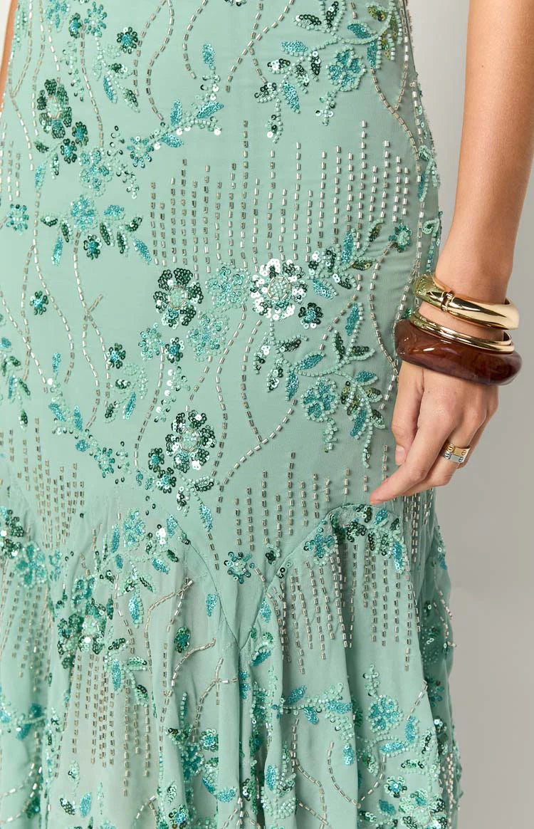 Another World Teal Sequin Midi Dress - US 10 | Beginning Boutique Exclusive Another World Teal Sequin Midi Dress - US 10 | Beginning Boutique Exclusive