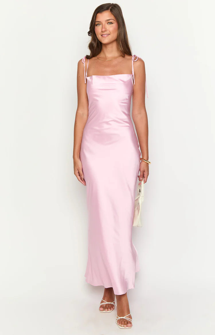 beginning boutique pink dress Farida Pink Lace Maxi Dress - US 4