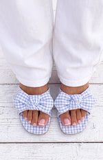 Ariel Blue Check Bow Sandals