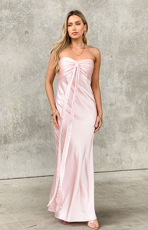 Ella Light Pink Off Shoulder Formal Maxi Dress