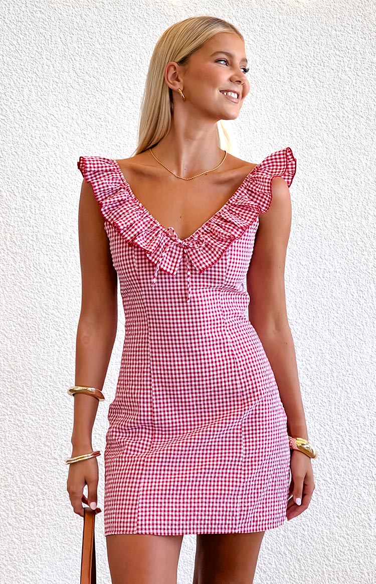 gingham bodycon dress Ariette Red Frill Mini - US 14 Color:Mocha Brown ($118.66) Back zipper Dry clean eofynewimagery Kash Doll Gives Birth
