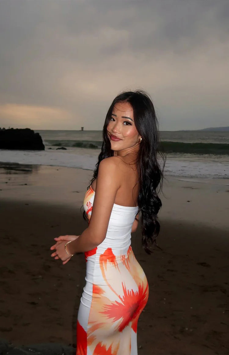 Arizona White Floral Print Maxi Dress