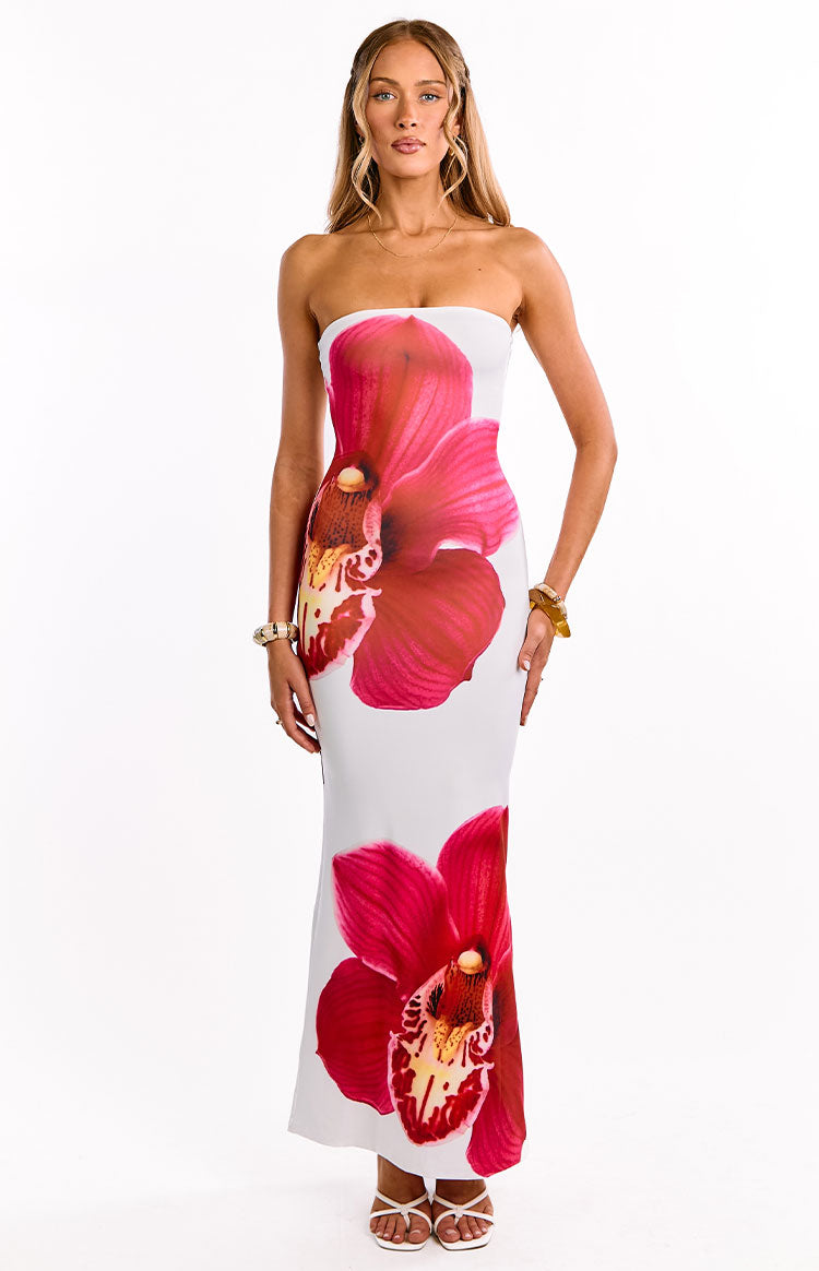 Arizona White Orchid Print Maxi Dress - 18 | Beginning Boutique Exclusive Arizona White Orchid Print Maxi Dress - 18 | Beginning Boutique Exclusive