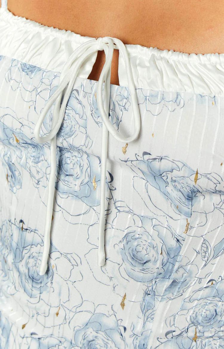 beginning boutique blue floral dress Penny Lane Blue Floral Mini Dress - US 4