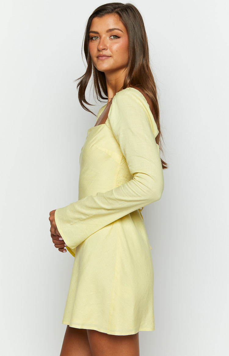 Arna Yellow Long Sleeve Mini Dress Image