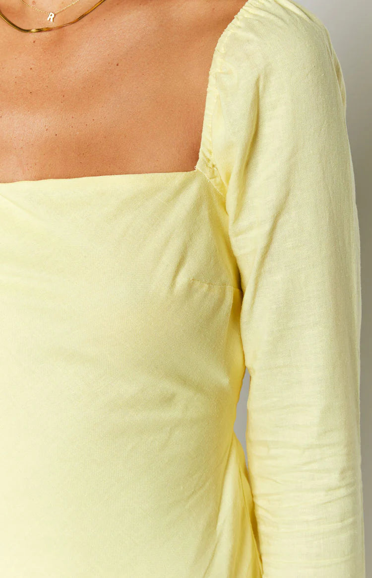 Arna Yellow Long Sleeve Mini Dress | Beginning Boutique US Arna Yellow Long Sleeve Mini Dress | Beginning Boutique US