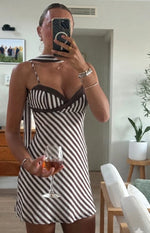 Arti Brown Stripe Scarf Micro Mini Dress