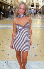 Arti Brown Stripe Scarf Micro Mini Dress