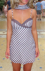 Arti Brown Stripe Scarf Micro Mini Dress