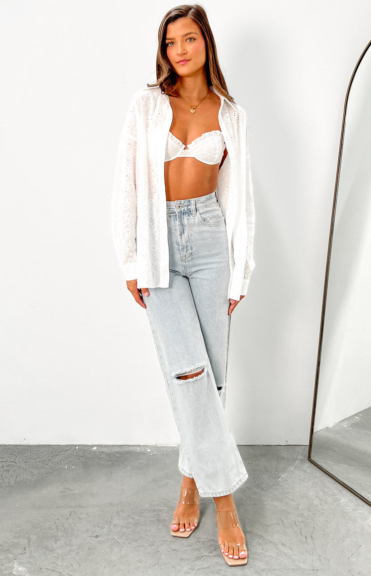 Ash White Button Up Top – Beginning Boutique US