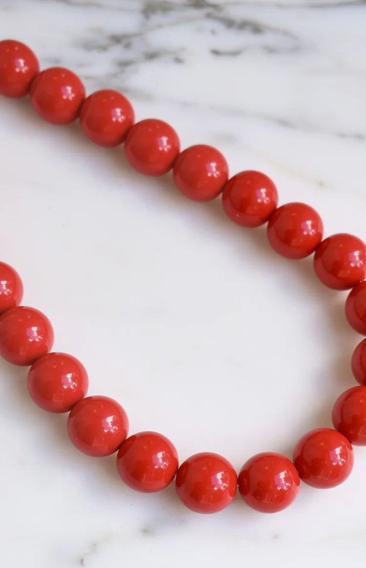 Asher Red Beaded Necklace