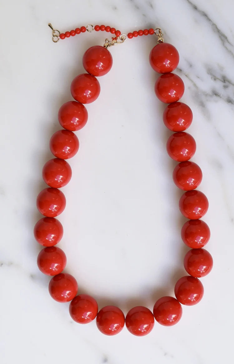 Asher Red Beaded Necklace