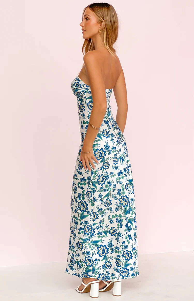 Ashley Blue Floral Formal Maxi Dress - US 2 | Beginning Boutique Exclusive Ashley Blue Floral Formal Maxi Dress - US 2 | Beginning Boutique Exclusive