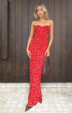Ashley Red Floral Formal Maxi Dress Image