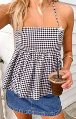Aspen Black Gingham Halter Top Image