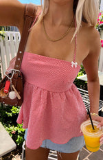 Aspen Red Gingham Halter Top