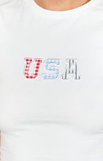 Astrea White USA Baby Tee Image