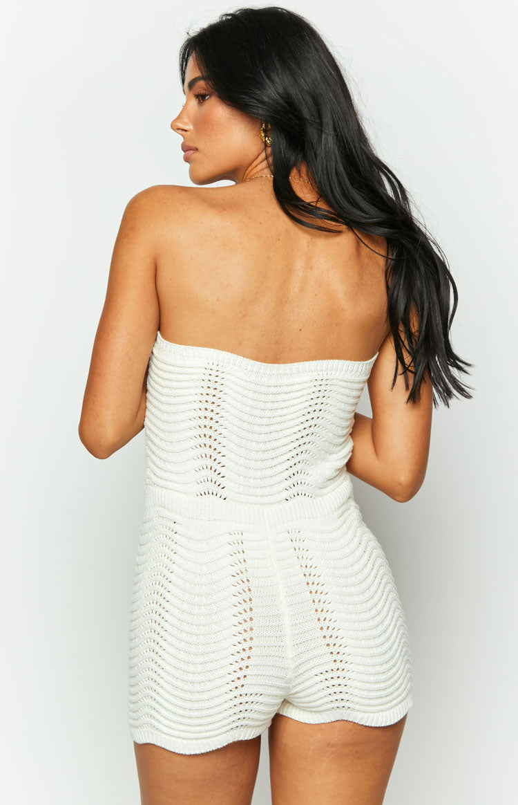 Athens White Knit Playsuit Image