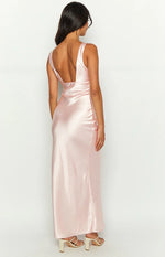 Attina Pink Satin Maxi Dress