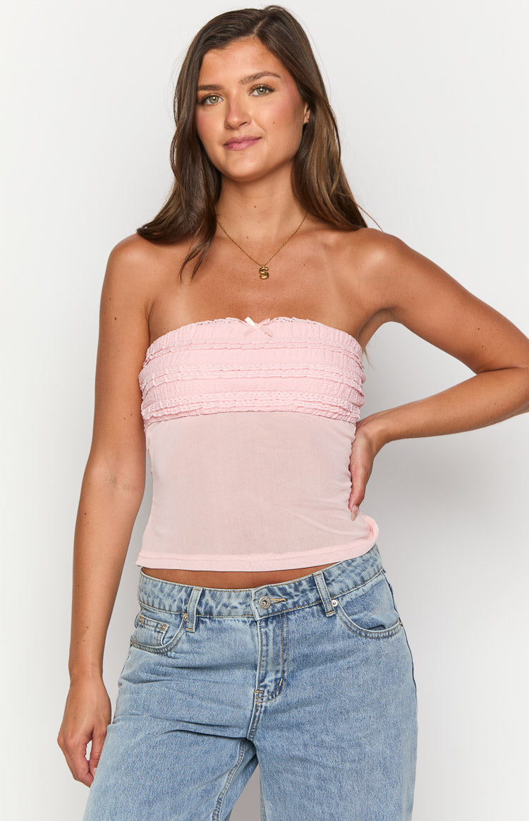 Aubrielle Pink Ruffle Top – Beginning Boutique US